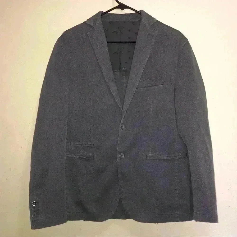 Barbati Two-Button Blazer Jacket Long Sleeve Men's 48 Dark Gray